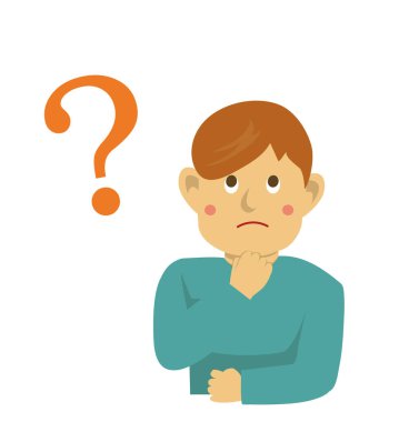 Adamın bir soru / vektör çizimi var