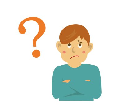 Adamın bir soru / vektör çizimi var