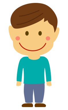 Çizgi film deforme olmuş erkek vektör çizimi (Japonca, Asyalı, çocuk, genç, yetişkin)