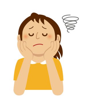 düşünce / sorunlu / acı çeken kadın illüstrasyonu