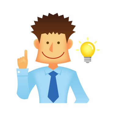 Asyalı iş adamı vektörü düz illüstrasyon (üst vücut) / ilham, yenilik