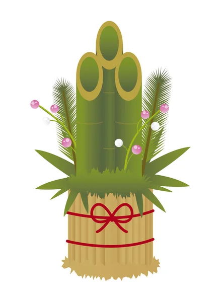 Kadomatsu Decorazione Giapponese Pino Bambù Illustrazione Nuovo Biglietto Dell Anno — Vettoriale Stock