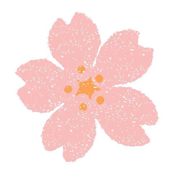 Çiçek Kiraz Çiçeği Pul Illüstrasyonu Yeni Yılın Tebrik Kartı Için — Stok Vektör