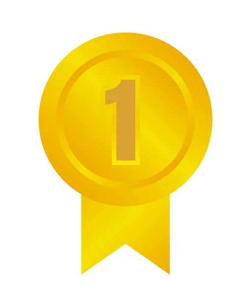 Clasificación Medalla Icono Ilustración 1Er Lugar Oro — Vector de stock