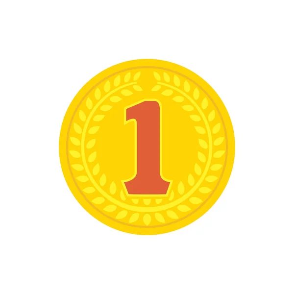 Ranking Medal Icon Illustration 1St Place Gold — Stock Vector