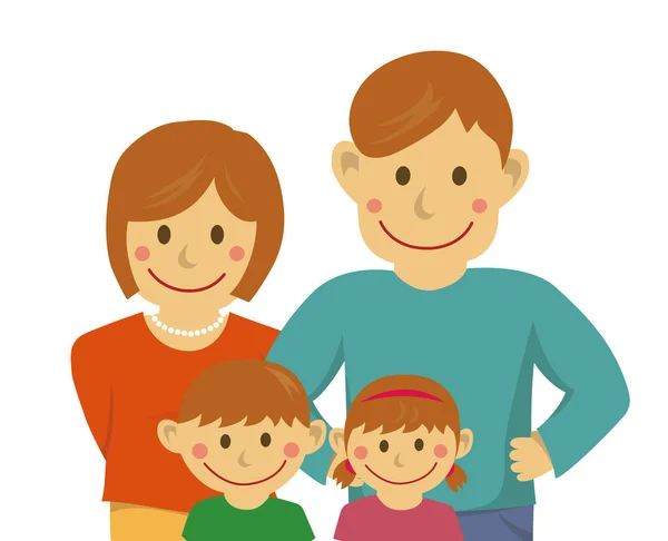 Ilustração Vetor Família Feliz Parte Superior Corpo —  Vetores de Stock