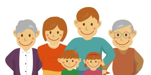 Happy Family Vector Illustration Grandparents Upper Body — Stock Vector