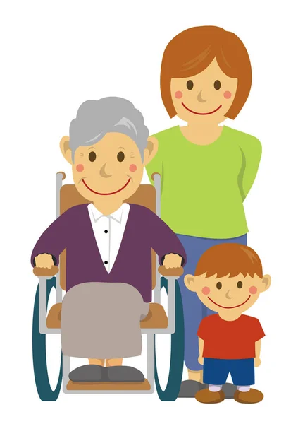 Family Vector Illustration Senior Care — 스톡 벡터