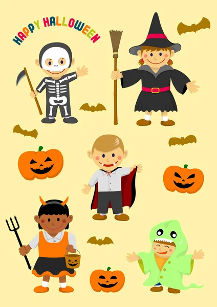 Halloween Kostüm Kinder Illustration — Stockvektor