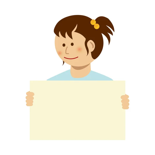 Woman Holding Paper Board Placard Illustration — Stock Vector