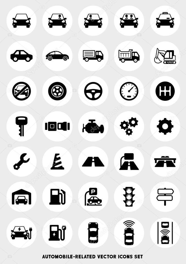 car-related icon illustration set