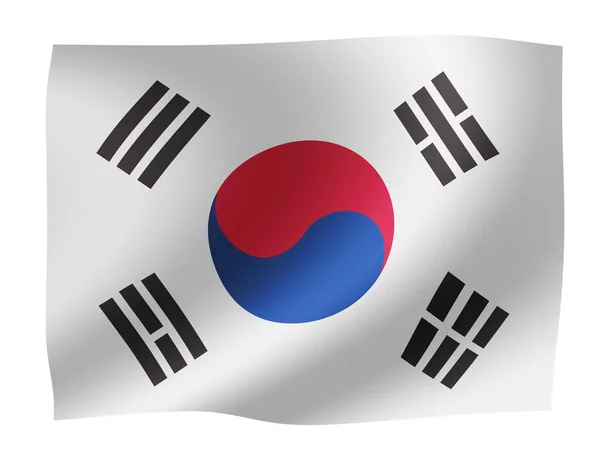 Viftande Nationell Flagga Illustration Sydkorea — Stockfoto