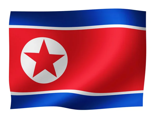 Das Schwenken Der Nationalflagge Nordkorea — Stockfoto