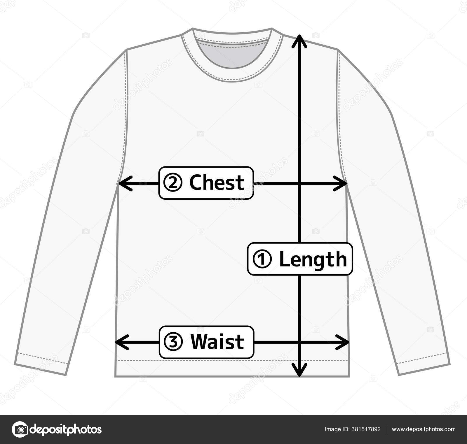 Long Sleeve Shirt Illustration Size Chart Stock Vector Image by ©barks ...