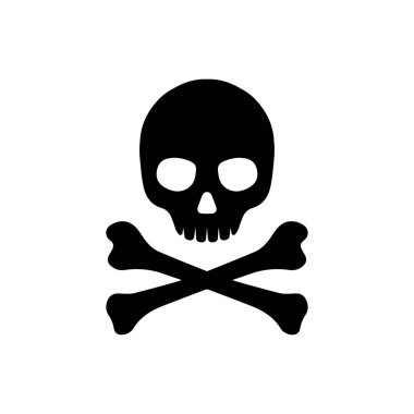 Crossbones kurukafa işareti düz vektör çizimi (tehlike / uyarı)