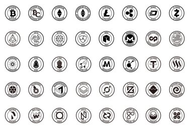 büyük kripto para birimi (bitcoin, altcoin vs.) simge seti