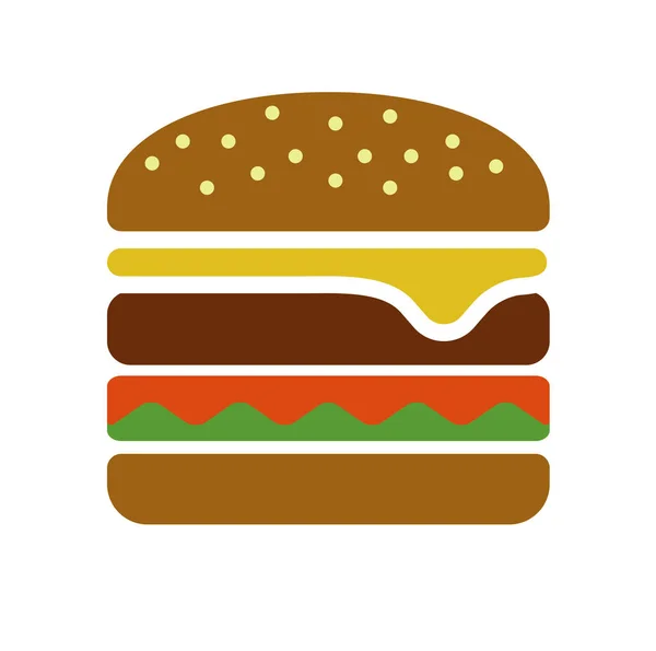 Farbabbildung Symbol Hamburger Junk Food — Stockvektor