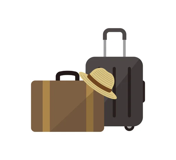 Utazó Táska Bőrönd Nyaralás Vektor Ikon Illusztráció — Stock Vector