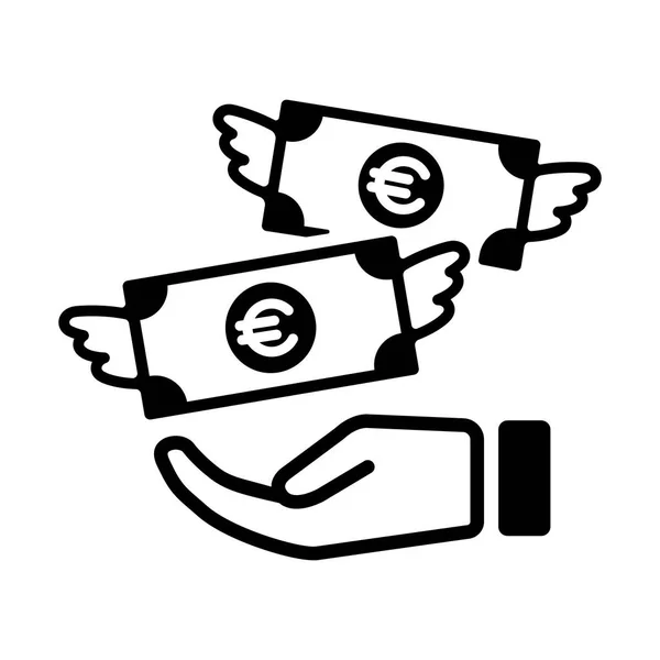 Gastando Dinero Gastando Dinero Volando Icono Dinero Euro — Vector de stock