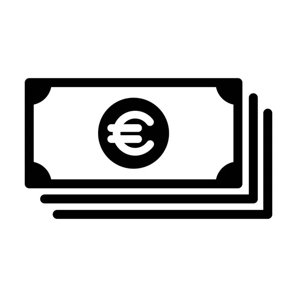 Billete Dinero Cambio Efectivo Icono Euro — Vector de stock