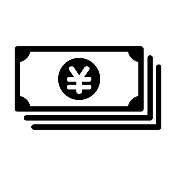 Factura Fajo Dinero Icono Efectivo Yen Jpy — Vector de stock