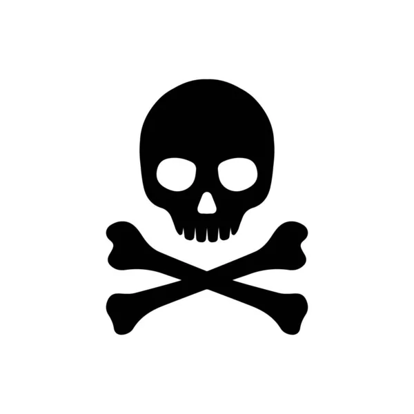 Crossbones Skull Mark Flat Vector Illustration Danger Warning — Stock Vector