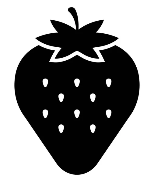 Jordgubbsvektor Platt Ikon Frukt Livsmedel — Stock vektor