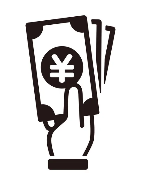 Pengar Till Hands Betala Pengar Utbyte Vektor Ikon Illustration Japanska — Stock vektor