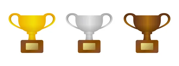 Trophy Cup Icon Illustration Set Vorhanden Gold Silber Bronze Vom — Stockvektor