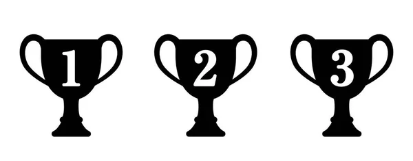 Trophy Cup Icon Illustration Set Vorhanden Gold Silber Bronze Vom — Stockvektor