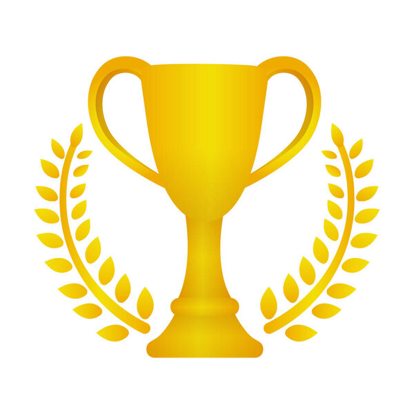 Trophy cup icon illustration. gold ( 1st place )