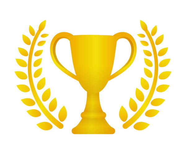 Trophy cup icon illustration. gold ( 1st place )