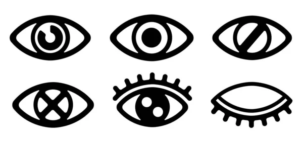 Eye Vision View Vector Icon Set — Stock Vector