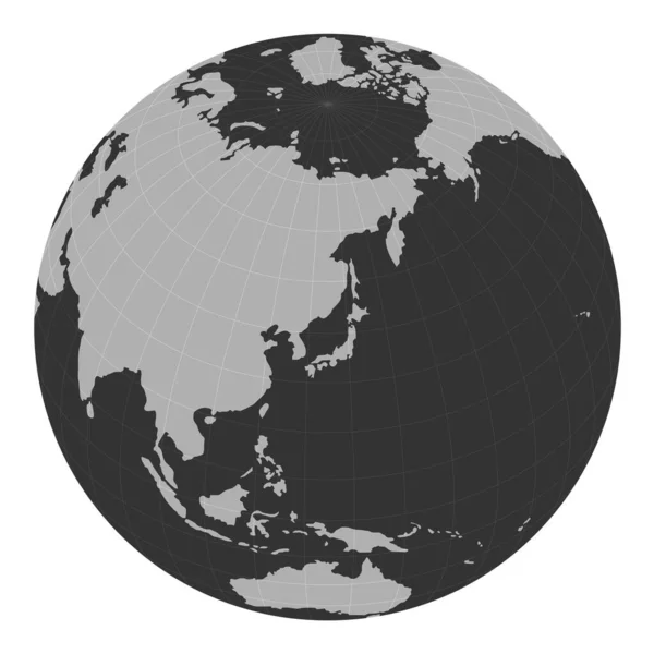 Weltkartenillustration Globus Kugel Schwerpunkt Japan Und Ostasien — Stockvektor