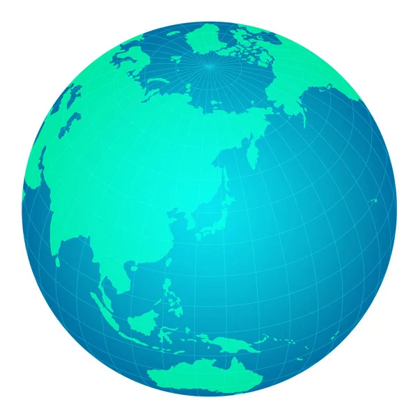 Weltkartenillustration Globus Kugel Schwerpunkt Japan Und Ostasien — Stockvektor