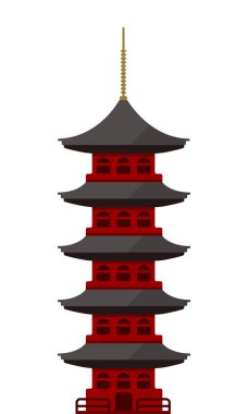 Geleneksel oryantal pagoda düz vektör çizimi.