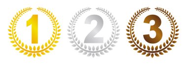 çelenk çerçeve sıralama çizim seti. birincilikten üçüncülüğe (altın / gümüş / bronz) .