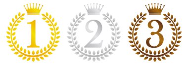 çelenk çerçeve sıralama çizim seti. birincilikten üçüncülüğe (altın / gümüş / bronz) .