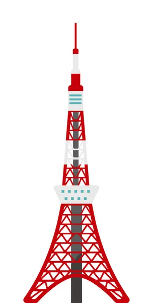 Tokyo Landmark Building Flat Vector Illustration Tokyo Tower — Vettoriale Stock