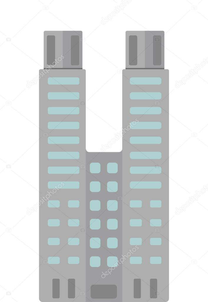 Tokyo landmark building flat vector illustration / Tokyo Metropolitan Government