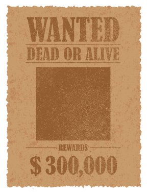 Grunged kağıt şablon vektör çizimi istedi. Amerikan Eski Batı.