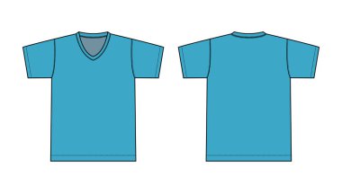 V yaka tişört şablonu çizimi
