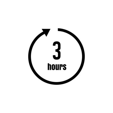 Saat, zamanlayıcı (zaman geçişi) simgesi / 3 saat