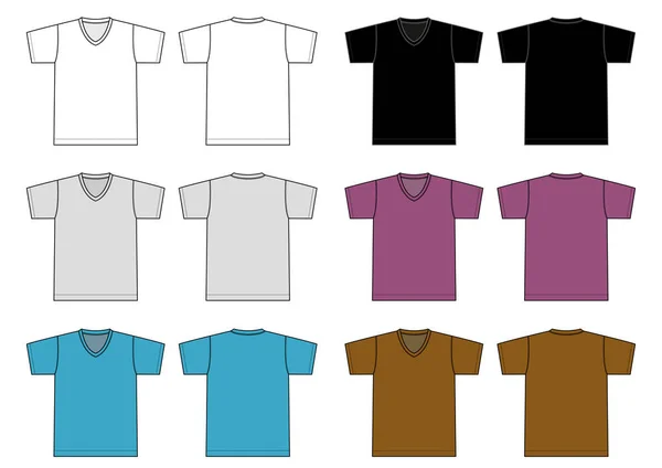 Cuello Camiseta Plantilla Ilustración Conjunto — Vector de stock