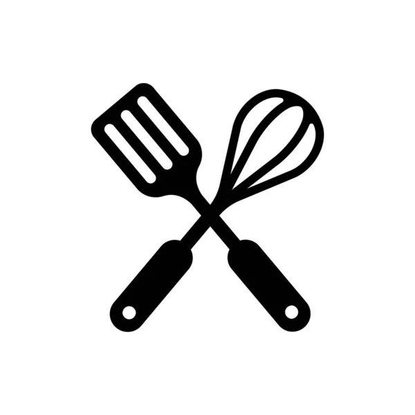 Ícone Utensílios Cozinha Espátula Whisk —  Vetores de Stock