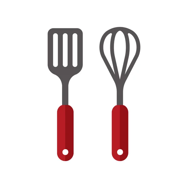 Icône Ustensiles Cuisine Spatule Fouet — Image vectorielle