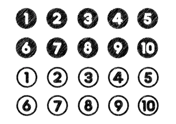 Chalk Drowing Number Icon Set Van Tot — Stockvector