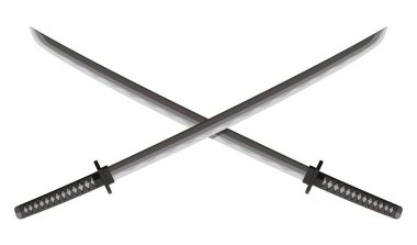 Çapraz Katanalar (Japon kılıçları) illüstrasyon. Samurayın silahı..