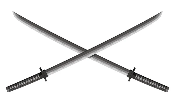 Illustrazione Katanas Incrociata Spade Giapponesi Arma Samurai — Vettoriale Stock