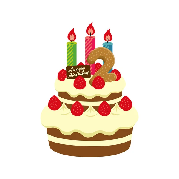 Születésnapi Torta Illusztráció Éves Korig — Stock Vector
